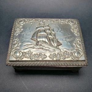 Vintage Holly Silver Plated Jewelry Box Made in Occupied Japan